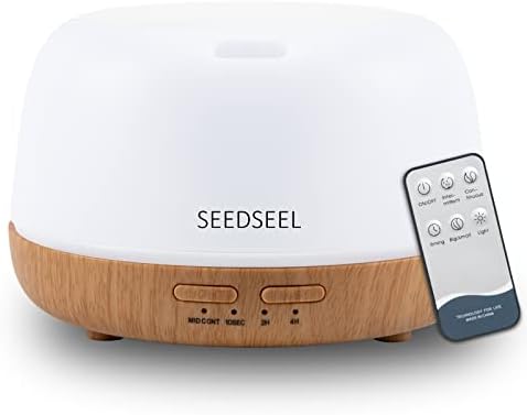 Seedseel 300 מל מפזר שמן אתרי שקט קטן עם כבל החשמל USB C, שלט רחוק. ארומתרפיה קולי אוויר מגניב אדים אדים