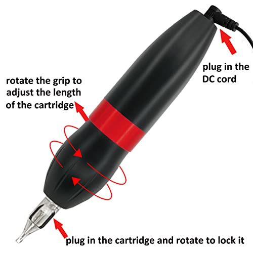 מקצועי רוטרי קעקוע מכונת עט עם ארוך שבץ מחטי ערכת פוק 7-2