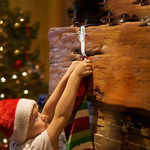 מחזיקי גרב לחג המולד למעטפת, 4 קולבי גרב חבילות למנטל, ווים גרביים שאינם החלקה למדרגות אח של אח - עץ, איש