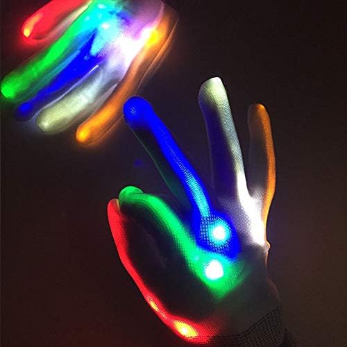 כפפות LED LED כפפות אספקת מסיבות חג המולד מהבהב 7 צבעים 6 מצבים כפפות רווה לבנות לבני נוער ומבוגרים תלבושות ריקוד