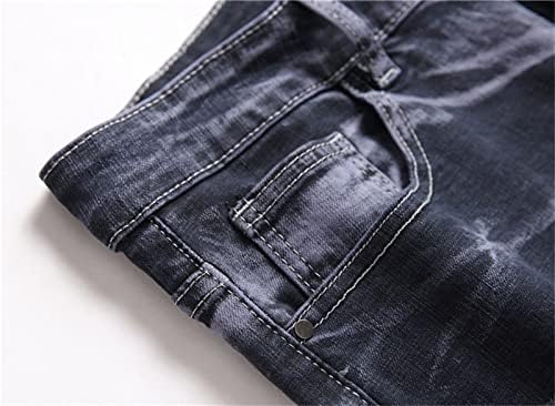גברים של אופנתי קשור צבוע ג 'ינס קרע למתוח מודפס רזה מתאים ג' ינס מכנסיים מזדמנים ישר שטף במצוקה