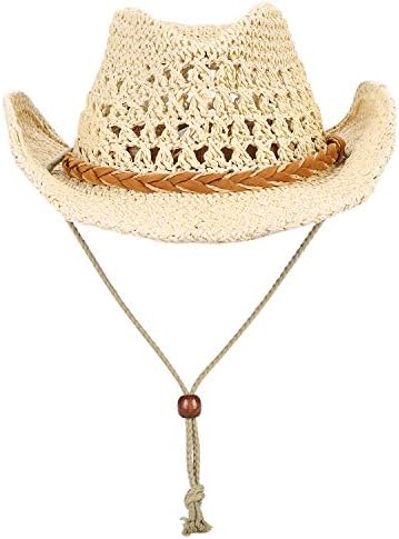 כובע שמש של קאובוי קש של איטודה לנשים/ילד מעצב סגנון מערבי בסגנון מערבי UPF 50+ כובע