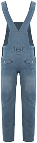 מכנסיים לגברים תכליתי סרבל גברים של ג 'ינס כתפיות אופנה פשוט רב כיס בבאגי ג' ינס מ