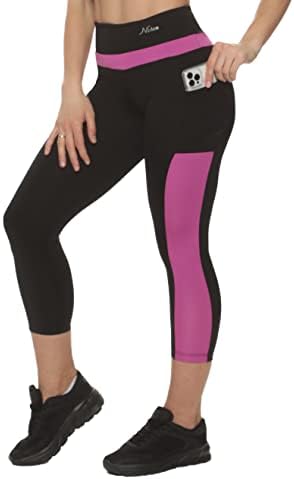 מכנסי קפרי יוגה של נרלון לנשים 7/8 צדדים אורך כיסים חותלות אימון מותניים גבוהות 22 אינץ '