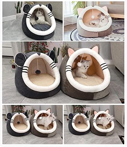 עצמי התחממות חתול מיטה-אפור עכבר צורת חם מפנק מיטה לחיות מחמד עבור קטן בינוני חתלתול כלב חתול מיטה לחיות