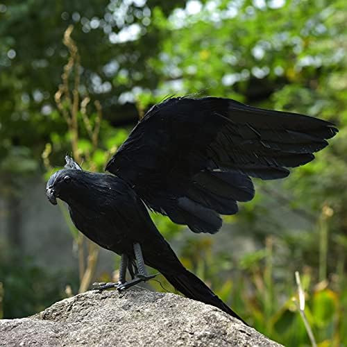 ריוד מציאותי עורב בעבודת יד שחור נוצות עורב עבור ליל כל הקדושים קישוטי ציפורים