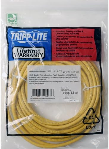 Tripp Lite Cat6 Gigabit כבל תיקון מעוצב נטול נטול - צהוב, 3 רגל.