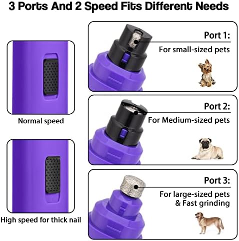 מטחנת ציפורניים לכלבים קספוי משודרגת-גוזם ציפורניים חשמלי נטענת חשמלי בעל 2 הילוכים ללא כאבים טיפוח והחלקה לכלבים
