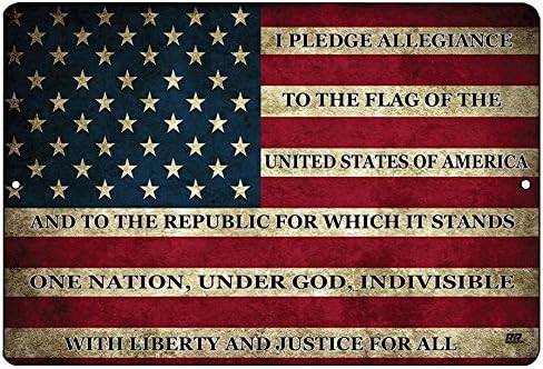 רמאי נהר טקטי ארהב אמריקאי דגל מתכת פח סימן, 12 * 8 אינץ, קיר תפאורה מערת אדם בר ארהב שבועת אמונים