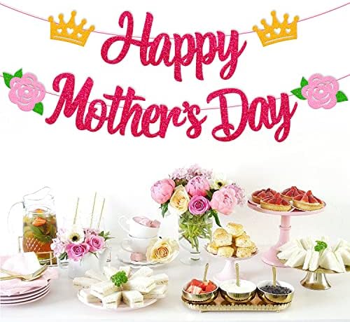 שמח אמא של יום באנר גליטר אמא של יום קישוט לאמא הטובה ביותר אי פעם אנחנו אוהבים אותך אמא תודה לך אמא שמח אמא