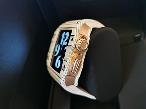 Czke Carbon Case Case Sport Style ערכת MOD עבור Apple Watch 7 45 ממ רצועה קלה עבור IWatch 6 SE