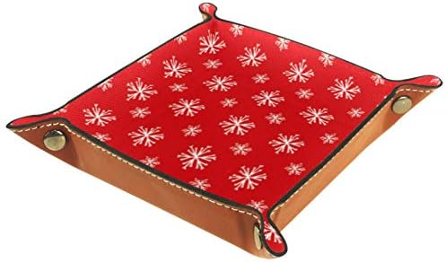 פתיתי שלג Lyetny רקע אדום קופסת אחסון קופסת סוכריות מחזיק סנדריס מגש מארגן אחסון שולחני נוח לנסיעה, 16x16
