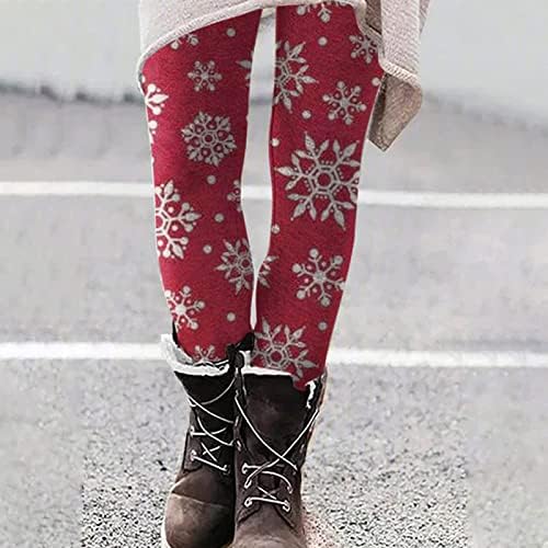 חותלות מכוערות לחג המולד לנשים איש שלג חמוד הדפסים לחג מפלגת חג מכנסיים במותניים גבוהות בחורף תחתיות
