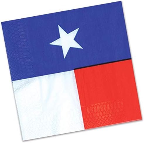 BEISTLE 16 חלקים דו-שכבות טקסס בודד סטאר סטייט דגל דגל ארוחת צהריים נייר מפיות מערבית ציוד למסיבות כלי שולחן,