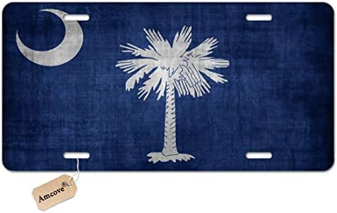 לוחית הרישוי של AMCOVE דגל דרום קרוליינה דגל דקורטיבי לרכב קדמי לוחית רישוי, תג יהירות, לוחית מכונית