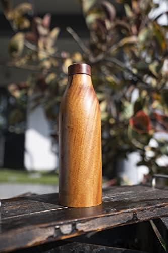 בקבוק נחושת DVAAR עם מעץ חיצוני מודרני מודרני בקבוק מים ידידותי לסביבה בקבוק טבעי נם עץ 500 מל מתנה בית אביזר
