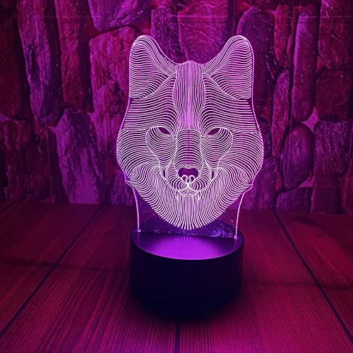 חיות מצוירות זאב אנימה דמות דמות 3 הוביל אשליה אופטית קישוט שולחן מנורת 16 צבעים שלט רחוק אקריליק חזותי לילה