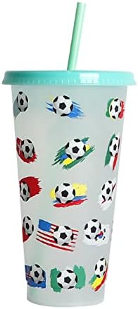 Messiyo Creative Water Cup Football Cup PP כוס קש פלסטיק כדורגל כדורגל פלסטי