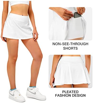 חצאית טניס לנשים של סטל גולף גולף ספורטס אתלטית מותניים גבוהות עם כיסים מכנסיים קצרים אימון ספורט קפלים