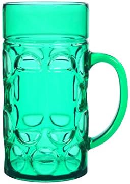 32oz trqanslucent ספל בירה פלסטיק ירוק עם ידית, לשימוש חוזר, בטוח למדיח כלים, פלסטיק לשימוש פנים/חיצוני