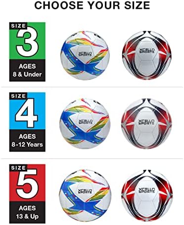 כדורי כדורגל של Xcello Sports - גודל 3, 4 או 5 - שני גרפיקה ייחודית