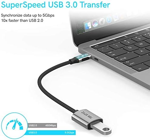 מתאם Tek Styz USB-C USB 3.0 עובד עבור צמד משטח Microsoft OTG Type-C/PD זכר USB 3.0 ממיר נקבה.