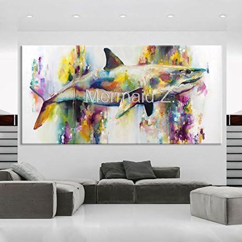 גרפיקה מצוירת ביד אמנות קיר מודרנית על בד שמן בעלי חיים ציור לווייתנים אמנות קנבס בצבעי מים ים חיה ביתית