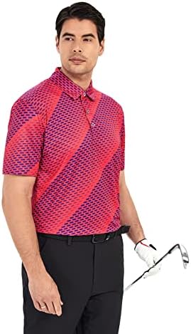 חולצת גולף של סמארם גברים שרוול קצר הדפסה ביצועים לחות פיתול חולצות פולו בכושר יבש לגברים