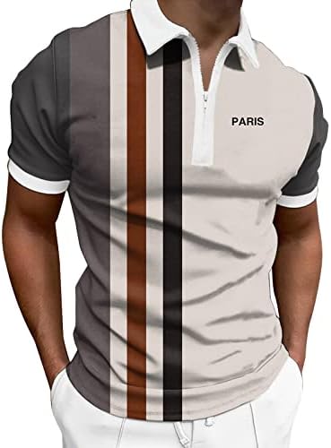 חולצות פולו קיץ XXBR לגברים, 2022 צוואר הרוכסן החדש של גברים חדשים שרוול קצר גולף גולף טלאי בלוק