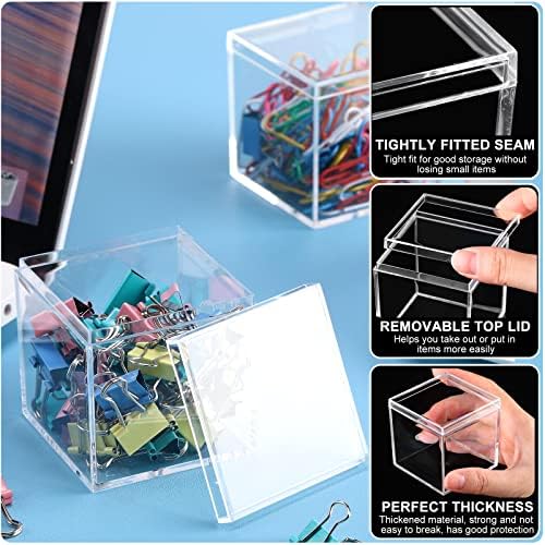 קופסת טואנס אקרילית עם מכסה קופסת ריבוע אקרילית קטנה בהירה קוביית ריבוע פלסטיק עם מכסה מיני