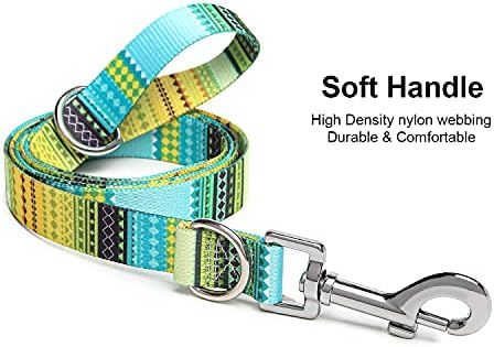 Suredoo Nylon Soft Dog Lead Leash עם דפוסים צבעוניים, 1.2 מ 'x 2 סמ נוח אימוני כלבים קל משקל רצועות עופרת עם טבעת