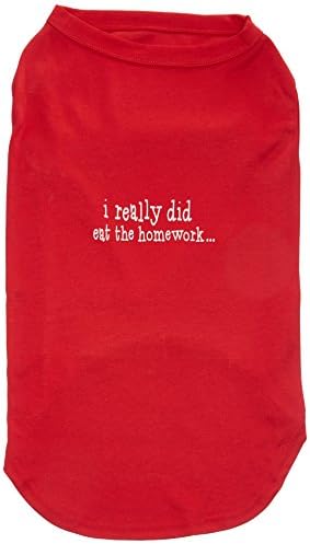 מוצרי חיות מחמד של מיראז 'באמת אכלתי את חולצת ההדפסה של מסך שיעורי הבית לחיות מחמד, xx-large, אדום