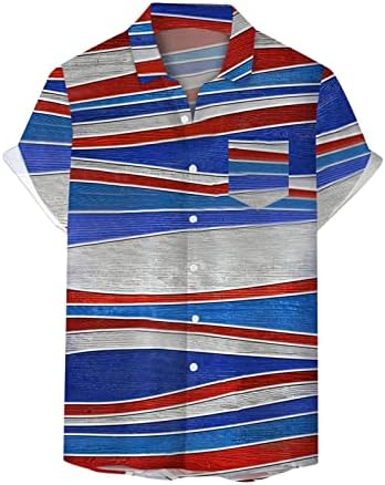דגל יום העצמאות של גברים אופנה מזדמן 3 ד הדפסה דיגיטלית אישית אופנה דש כפתור כפתור חולצה