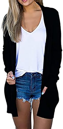 טנטיסי נשים בתוספת גודל ארוך שרוול קל משקל רך מודפס וילון קרדיגן עם כיסים רגיל סלים מתאים סוודר