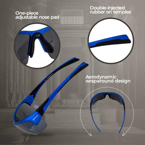 ראייה גלובלית משקפי משקפי הרקולס 7 גולף טניס ספורט ANSI Z87.1 משקפי שמש בטיחותיים 2 זוגות כחולים