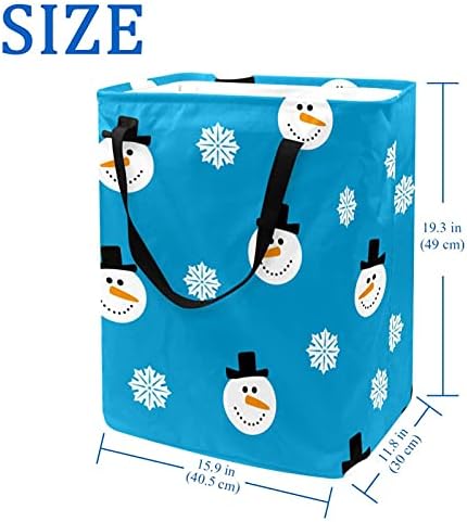 כביסת עם ידית, חורף שלג כחול מתקפל גדול כותנה אחסון סל עבור בגדים