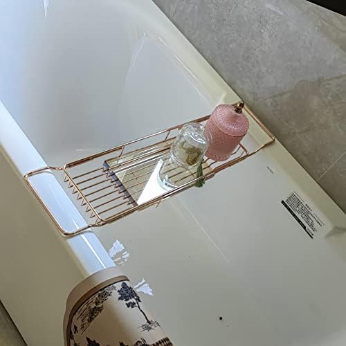 מגש אמבטיה של Gochusx, מתלים קאדי מקלחת נירוסטה, מדף שולחן נרות אמבטיה הניתן להרחבה לחוויה SPA ביתי
