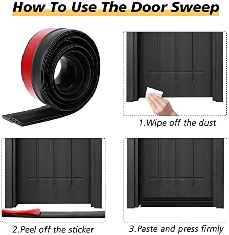 חותם דלתות שמש ורצועת D-Stip Stip Stipe, טאטא דלתות לדלתות חיצוניות ופנים 3.3 רגל （שחור）, הפשטת