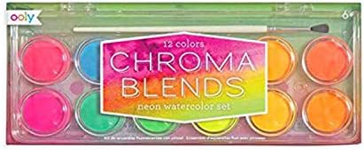 OOLY, Chroma תמזג סט צבע צבעי מים ניאון, חבילת צבעי מים לילדים ומבוגרים יצירתיים, צבעי ניאון