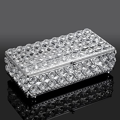Elldoo Crystal תכשיטים קופסא מלבן מלבן מארגן מארגן עגילי טבעות קופסא קופסא אוצר אחסון בית עיצוב בית