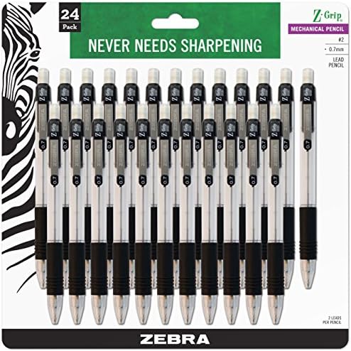 זברה עט ז-גריפ מכאני עיפרון, 0.7 ממ נקודת גודל, 2 גרפיט, שחור גריפ, 24 חבילה
