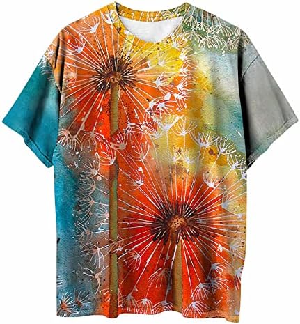 נשים קיץ חולצות טרנדי קצר שרוול בציר חולצת טי חולצה רך מזדמן פרח מודפס גרפי טיז חולצה