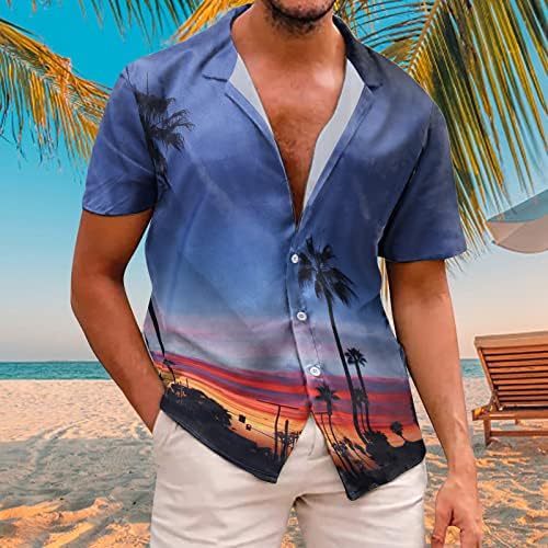 גברים חולצה גברים של קיץ אופנה למעלה חולצה חוף ים חוף כפתור פנאי חולצה קצר שרוול גברים של קצר שרוול