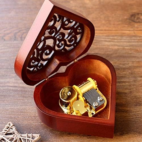 Lhllhl בעבודת יד קופסת מוזיקת ​​עץ בצורת לב לחברה, קופסת מוזיקה, מתנת יום הולדת, מאהב, מתנה של חג האהבה