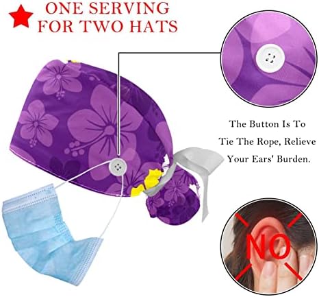 2 חתיכות כוכב פרח ביצה כובע בופנט עם כיס קוקו כפתור, כובע כירורגי של Scrug Scrub כפתור, רב צבע מתכוונן,