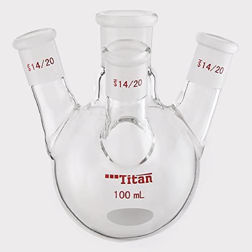 אדמאס-בטא 100 מיליליטר 4 צוואר בקבוק תחתון עגול עם מפרק מרכזי 19/22, 14/20 מפרקים קדמיים וצדיים
