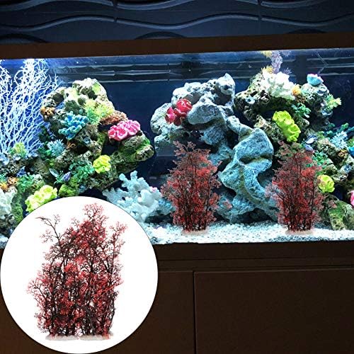 2 יחידות אקווריום פלסטיק צמחי דגי טנק צמחי קישוט מתחת למים קישוט עבור כל דגי מחבוא צריף שחור אדום