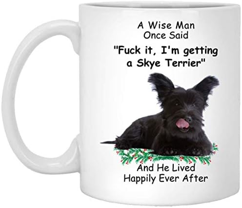 מצחיק Skye Terrier Black איש חכם אחד אמר חג המולד 2023 מתנות ספל קפה לבן 11oz
