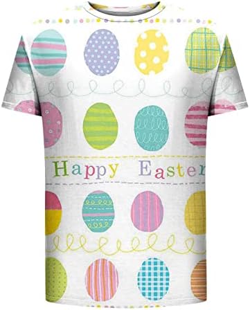 חולצות פסחא שמחות לגברים מזדמנים ביצים מצחיקות רופפות טיז גרפי עליון שרוול קצר צוואר חולצות צוואר סוודר הוואי