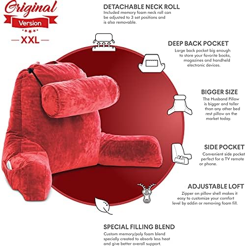משולבת כרית כרית - כרית משענת גב עם זרועות: XXL אדום ומגש מיטת שולחן ברכי